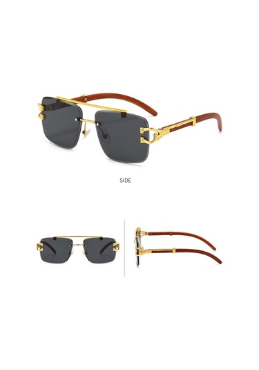 Retro Baskı ÇerçevesizKare Güneş Gözlüğü Kadın Altın Aslan Dekorasyon Güneş Gözlükleri Erkek Gölgelikler Şeffaf