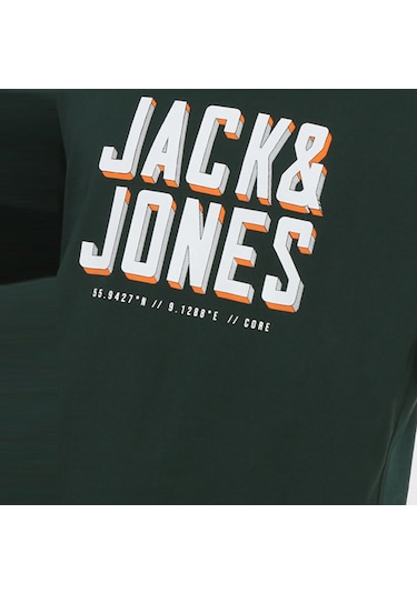 Jack & Jones Göğüs Logo Baskılı Tişört Grow 12249613 Pine Grove Koyu Yeşil