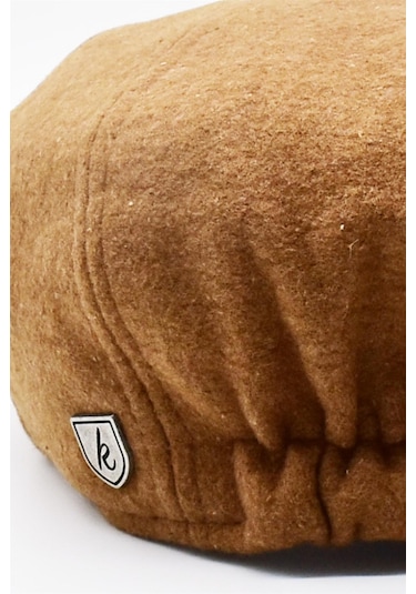 İtalyan Kasket Erkek Şapka Kaşmir Yün Kep-Camel