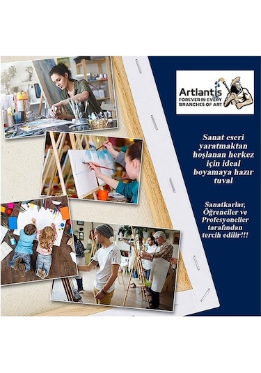 Guaj Boya Hobi Boyama Seti 35 x 50 CM Tuval 12li Guaj Boya Tüp Resim Paleti ve Fırça Seti 6lı Çok Renkli