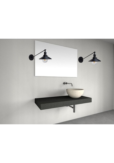 Riolight Retro,rustik,vintage Siyah 1xe27 Metal Duvar Aplik Şapka Siyah