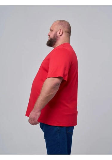 Stark Cotton Super Big Büyük Bedenler İçin Oversize Temel Tişört 292388775 Kirmizi