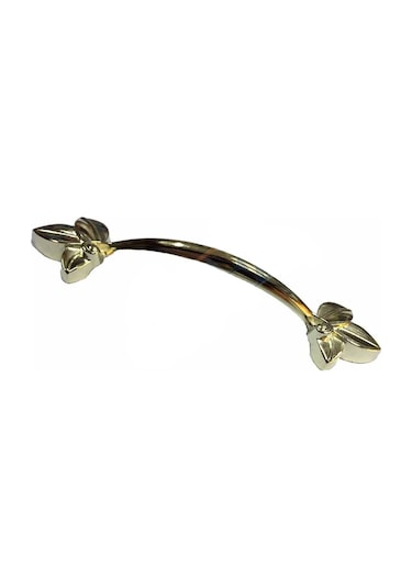 Dekoratif Zamak Yaprak Kulp - 96mm, Sarı, 1 Adet