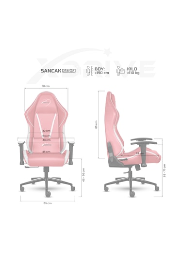Xdrive Sancak Profesyonel Oyuncu Koltuğu Pembe/Beyaz