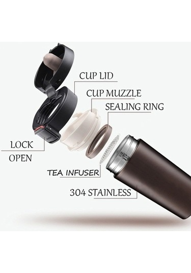 Fastbuy Çift Duvarlı Paslanmaz Çelik Vakumlu Mataralar 380ml Araba Termos Bardak Kırmızı Kırmızı