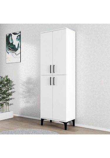 Ferniso Mobilya 4 Kapak 6 Bölmeli Ayakkabılık Full Beyaz