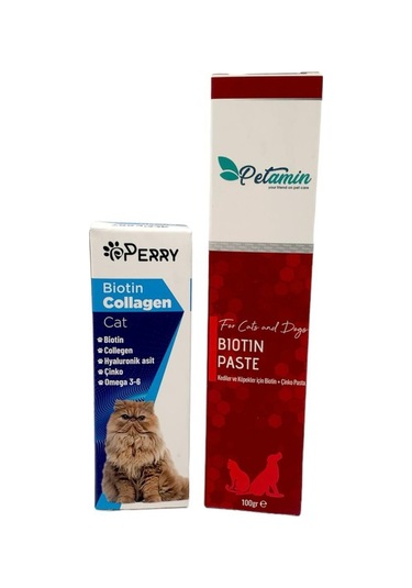 Perry Kediler İçin Biotin Collagen 50 ML + Biotin Pasta 100 G