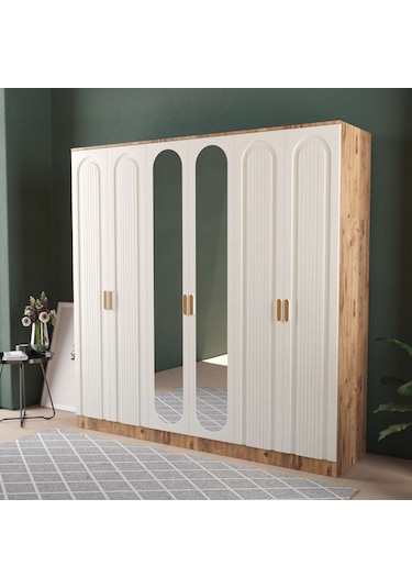 Mila 6 Kapaklı Eko Gardırop - Mdf Kapak Aytaşı