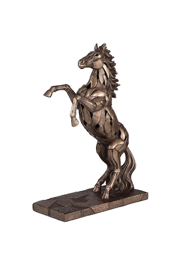 Veronese Bronz Renk Işıklı Şahlanmış At Figürü 28cm