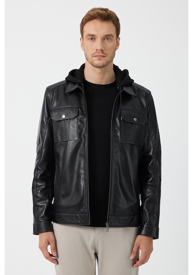 Renato Siyah Deri Ceket 001
