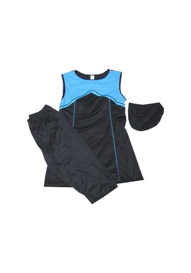 Kadın Japone Kollu Üstü Yapışmaz Tesettür Mayo Siyah