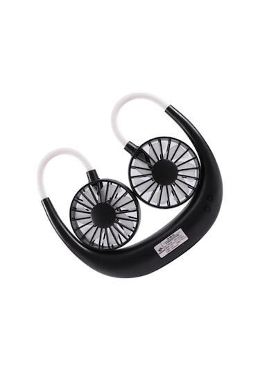 Ximistore9 Siyah Boya, 3.7v Usb Şarjlı, 3 Hızlı, 7 Kanatlı, Renkli Işık Özellikli Kolye Tipi Taşınabilir Fan Siyah