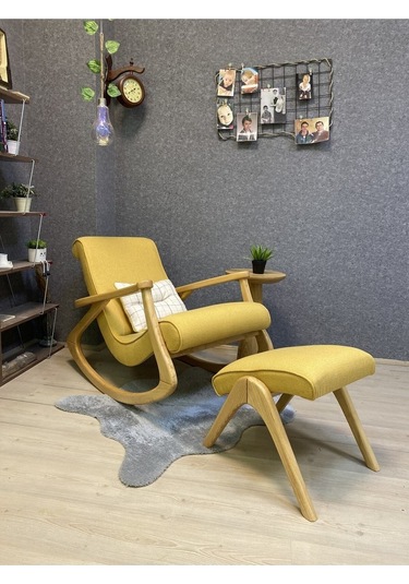 Asedia Ekol Dişbudak Naturel Sarı Sallanan Sandalye Berjer