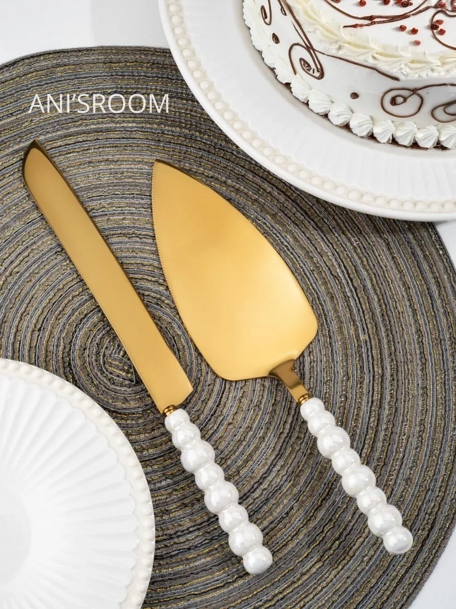 Anı'sroom Pasta Soyma/servis İçin Bıçak Ve Spatula Seti 296459376 Altın Rengi
