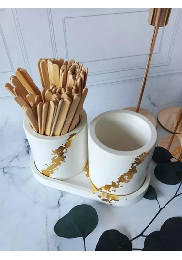 Cre Art Alçı Dekoratif Organizatör Külot Mendil Seti 236592463 Altın Rengi