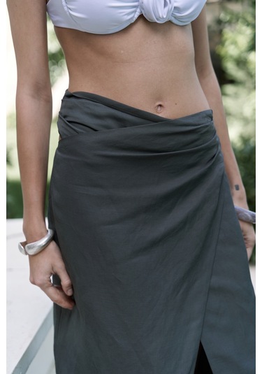 Fabriyonto Asimetrik Antrasit Uzun Etek Antrasit