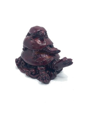 Dekoratif Üçlü Kaplumbağa Biblo Kahverengi