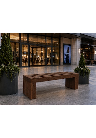 Modern Ahşap Geçmeli Oturma Bench Ceviz Renk .