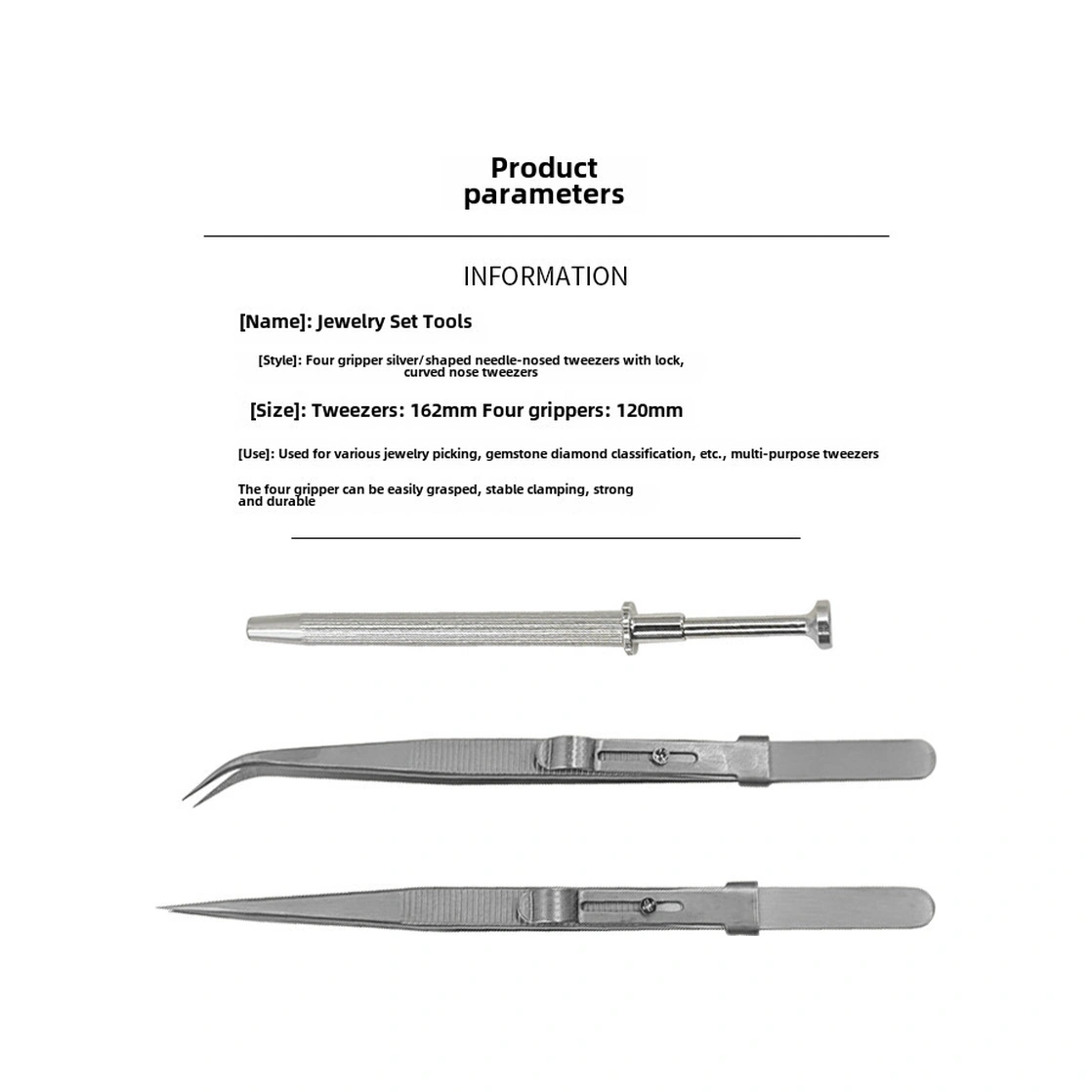 Mufunye Çelik Gümüşçü Takı Cımbızları Seti - Düz Ve Eğik Uçlu Taş Tutucu, Pırlanta Ve Mücevherler İçin Çok Amaçlı Araç