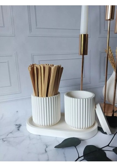 Cre Art Kuru Çiçekler İçin Dekoratif Alçı Set Ev Dekorasyonu İçin Kuru Çiçek Vazosu Alçı Seti 236592464 Beyaz