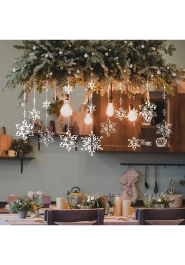 Gajeena 12'li Noel Ağacı Dekorasyon Seti: Detaylı 3d Kardan Adam Ve Buz Çubuğu Abs Plastik Süsler, Şık Transparan Finish İle Noel Atmosferini Artırır