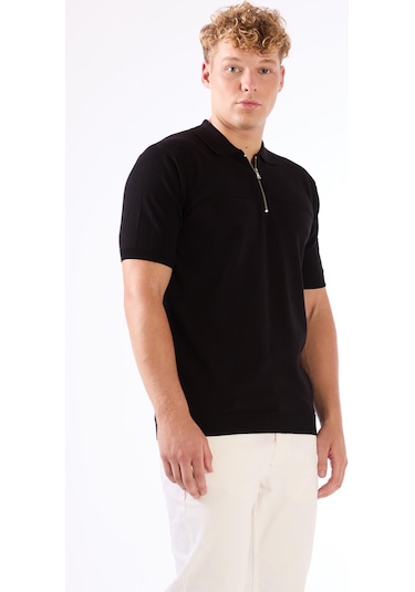 Dufy Siyah Örgü Erkek Triko - Slim Fit SIYAH