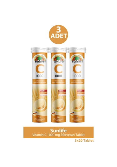 Sunlife Vitamin C 1000 Mg 20 Efervesan Tablet 3 Adet
