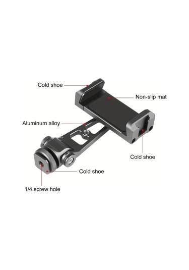 Xuweiwei Puluz Alüminyum Alaşım Telefon Kelepçesi 360 Derece Z Ekseni Döndürme Soğuk Ayakkabı Montajı Siyah -