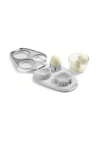 Dashanshop Beyaz 3ü 1 Arada Manuel Yumurta Kesici Dilimleyici 304 Paslanmaz Çelik Mutfak Aleti Beyaz