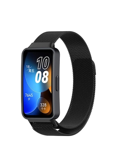 Huawei Band 8 Uyumlu Kordon Mıknatıslı Metal Hasır Kayış