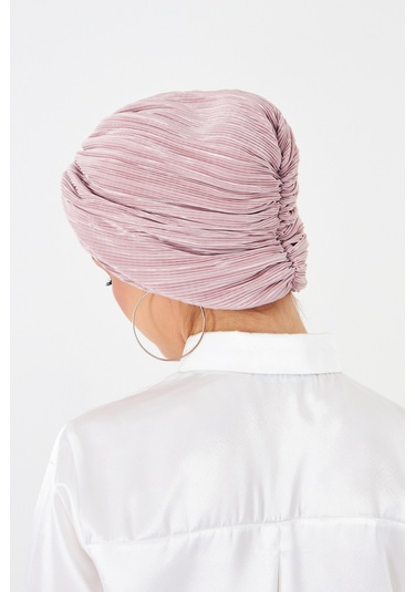 Gül Kurusu Çapraz Büzgülü Tesettür Bone Fukuro Piliseli 2512 18 Gül Kurusu