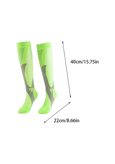 Xindoker Erkek Kadın Spor Koşu Yoga Kompresyon Çorapları, Teri Emici, Koku Önleyici, Yeşil Uzun Bilekli, Esnek Bacak Çorapları Yeşil