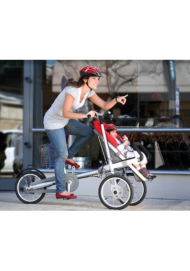 Ebax Bisikletli Bebek Arabası Kırmızı 150kg Taşıma Kapasiteli