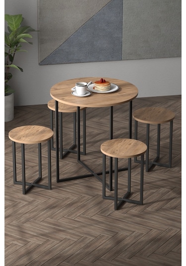 Retodesign 70 Çap Yuvarlak Masa .yemek Masasi 1687