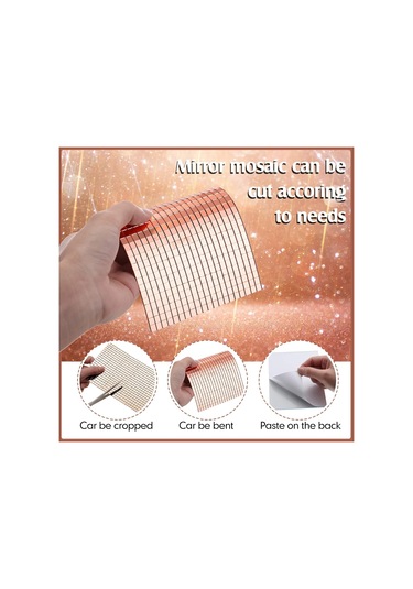 4 Lü Kendinden Yapışkanlı Rose Ayna Mozaik Disco Sticker Duvar Çerçeve Eşya Dekoratif Kaplama 30x30 Rose Gold