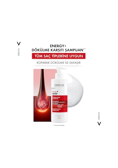 Vichy Dercos Energy+ Saç Dökülmesine Karşı Şampuan 400 ML