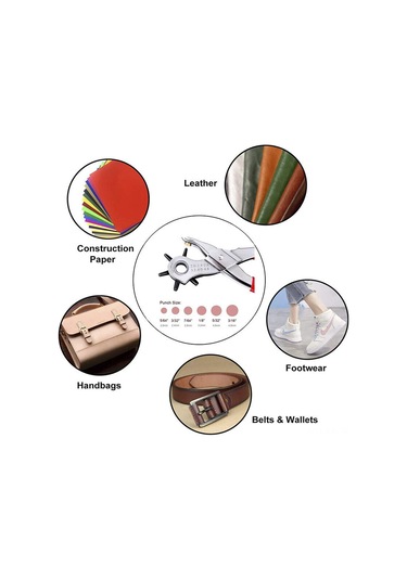 Gajeena Derin Delik Açıcı Pense, Çok Amaçlı Metal Gövde, 6 Farklı Boyut 2-4.5mm , Deri-kumaş-kartondan Temiz Delikler, Kolay Kullanım