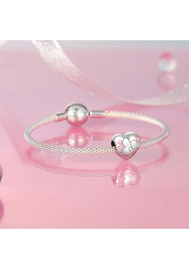 S925 Ayar Gümüş Yağ Damlası Çift Öpücük Aşk Boncukları Scc2990 Çok Renkli