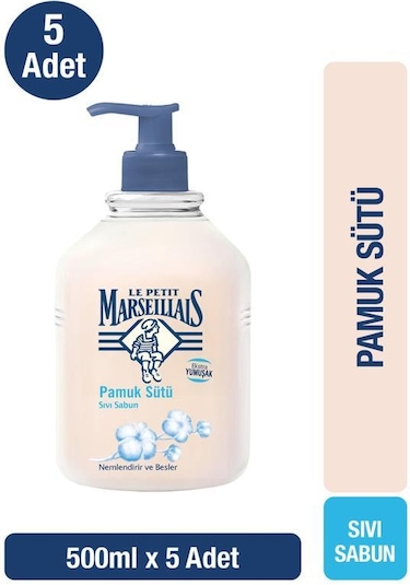 Le Petit Marseillais Nemlendirici Sıvı Sabun Pamuk Sütü 5 x 500 ML