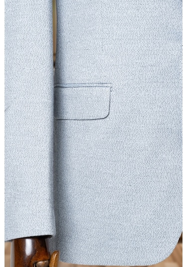 Bonesti Erkek Slim Fit Blazer Ceket Beyaz Siyah Nokta Desenli Beyaz Siyah Noktalı