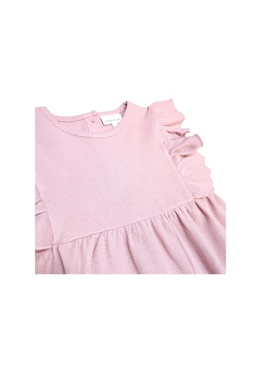 Kolu Fırfırlı Kız Çocuk Elbise Somon