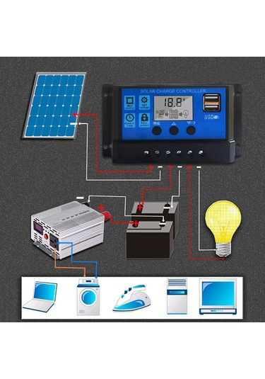 Samdoo 100a Akıllı Solar Şarj Kontrol Cihazı - Lcd Ekranlı, Usb Çıkışlı, 12v/24v Otomatik
