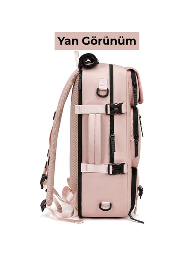 Ayakkabı Bölmeli Su Geçirmez Spor & Seyahat Sırt Çantası 30l 16 Laptop Bölmeli Pembe