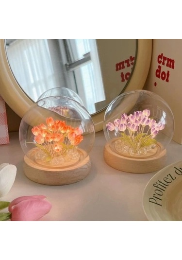 Led Işıklı Kendin Yap Lale Cam Küre