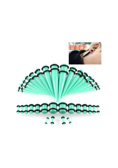 Flybuy 36 Adet Akrilik Kulak Genişletme Seti, 14g-00g, Nane Yeşili Unisex Yeşil
