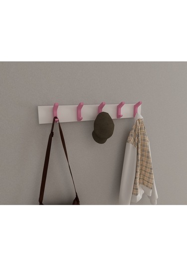 Hepsi3boyutlu Modern Duvar & Kapı Kanca Askılık - 5 Adet Pembe Kanca Askılık - Model No : 2 Pembe
