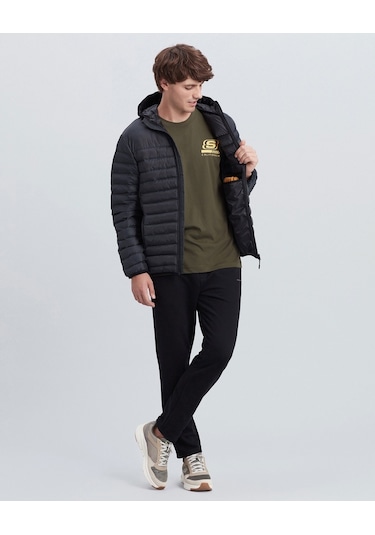 Skechers M Essential Hooded Jacket Erkek Siyah Mont S202063-001 Siyah