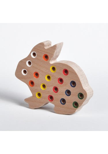 Ahşap Eğitici Doğal Renkli Tavşan Tak Çıkar Montessori Oyuncak