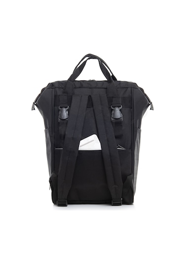 Anne Bebek Bakım Sırt Çantası Siyah Termos Bölmeli Siyah