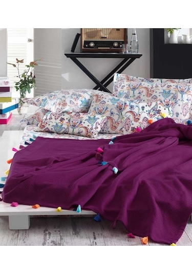 İyi Geceler İstanbul Up Style Tek Kişilik Mürdüm Pike Takımı Mürdüm